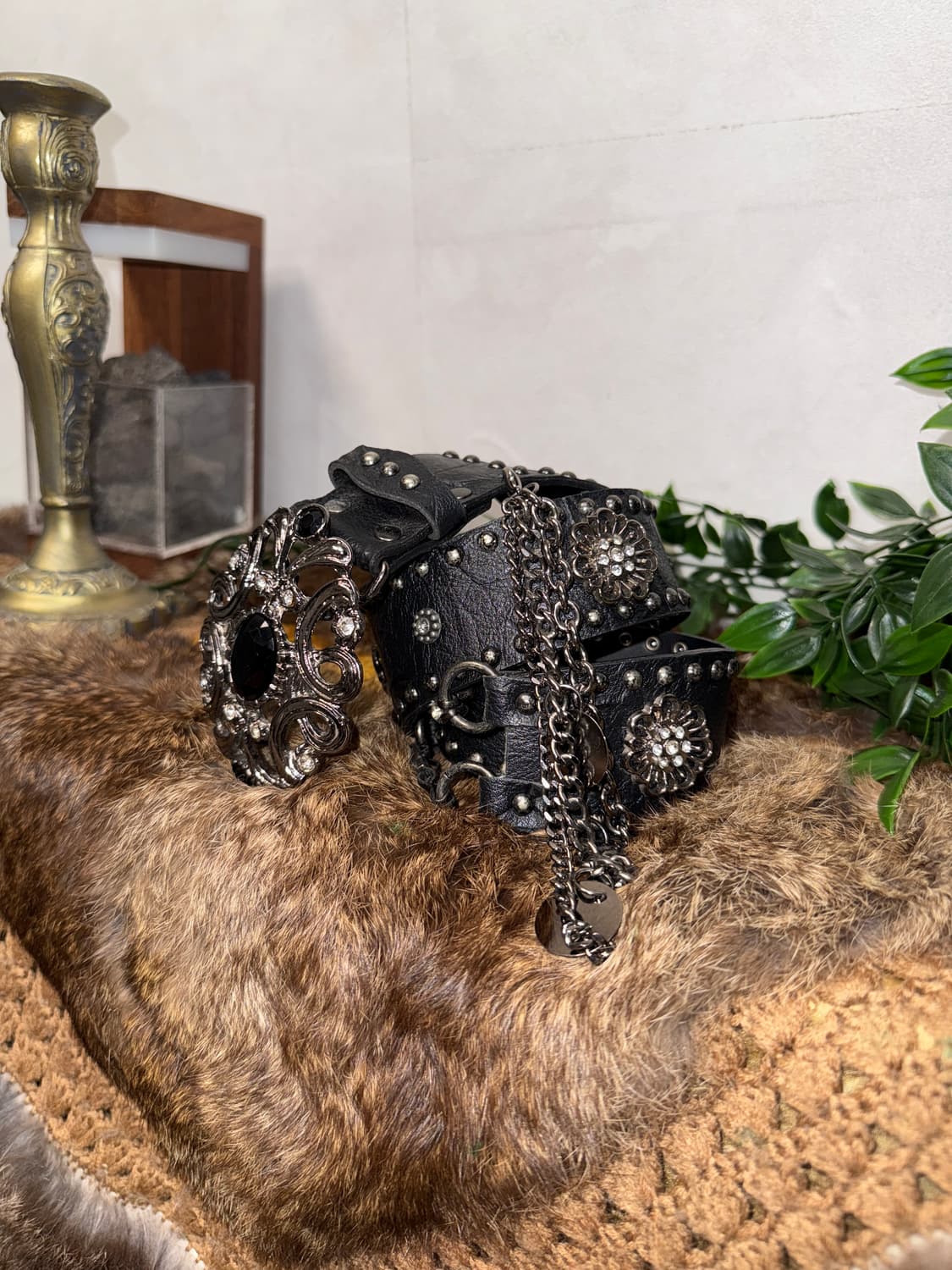 Black fairy flower cubic chain belt 상품이미지2