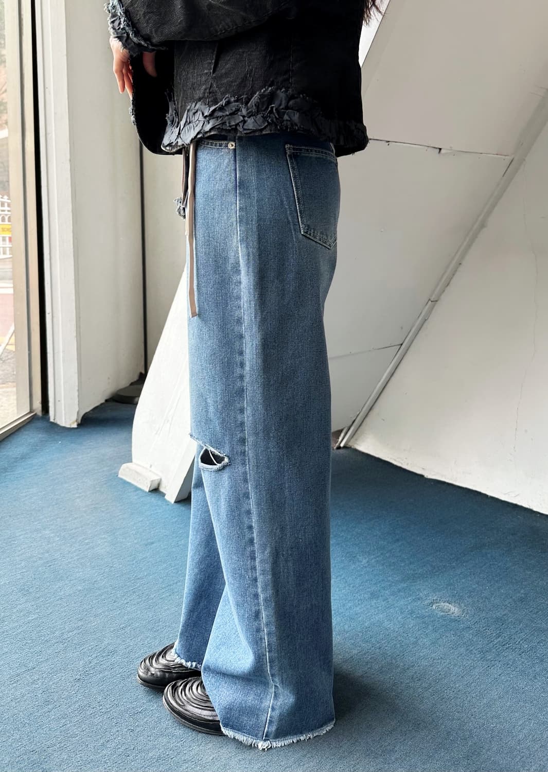 Crush design wide denim pants 상품이미지3