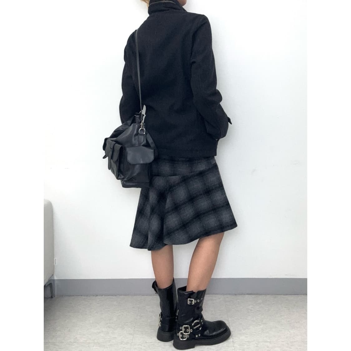 빈티지 차콜 투웨이 하이넥 자켓 y2k 상품이미지3