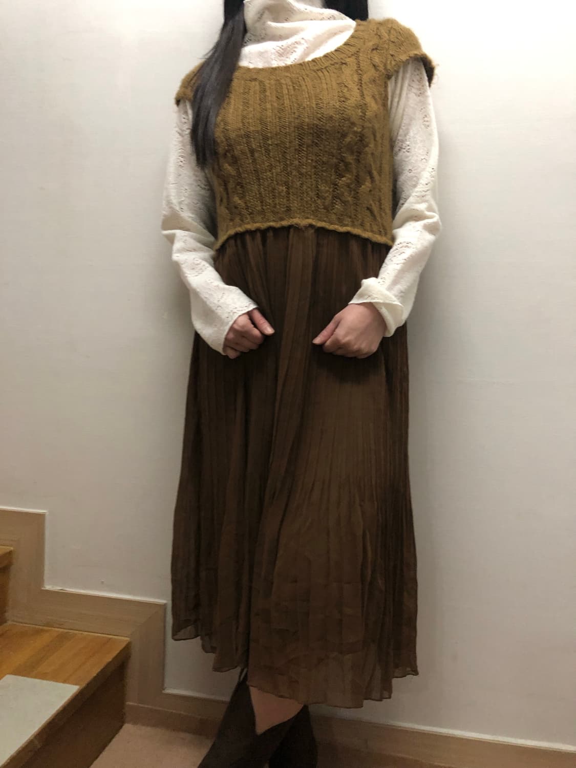 빈티지 브라운 니트 원피스 상품이미지2