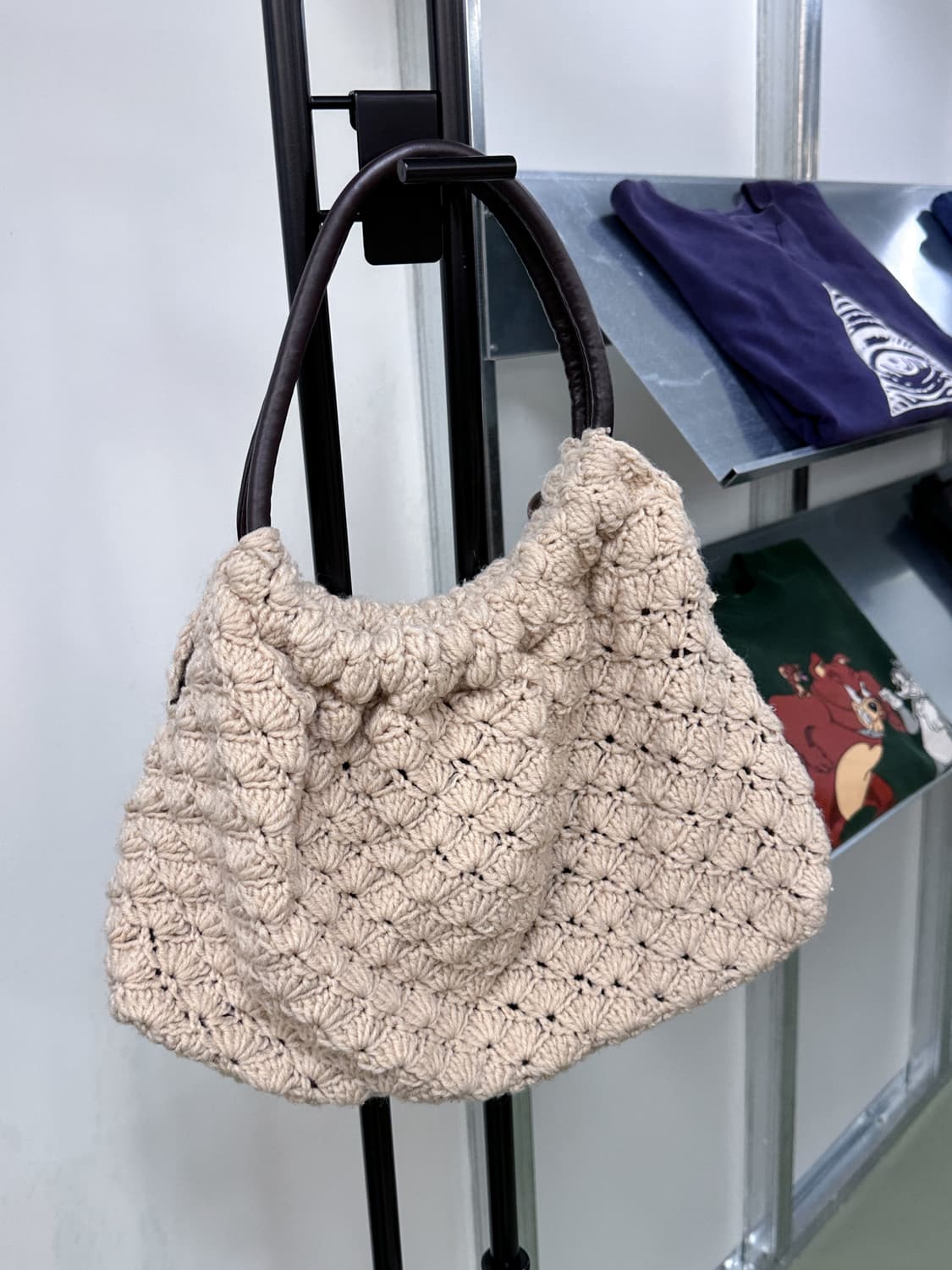 wood ball crochet knit bag 상품이미지3