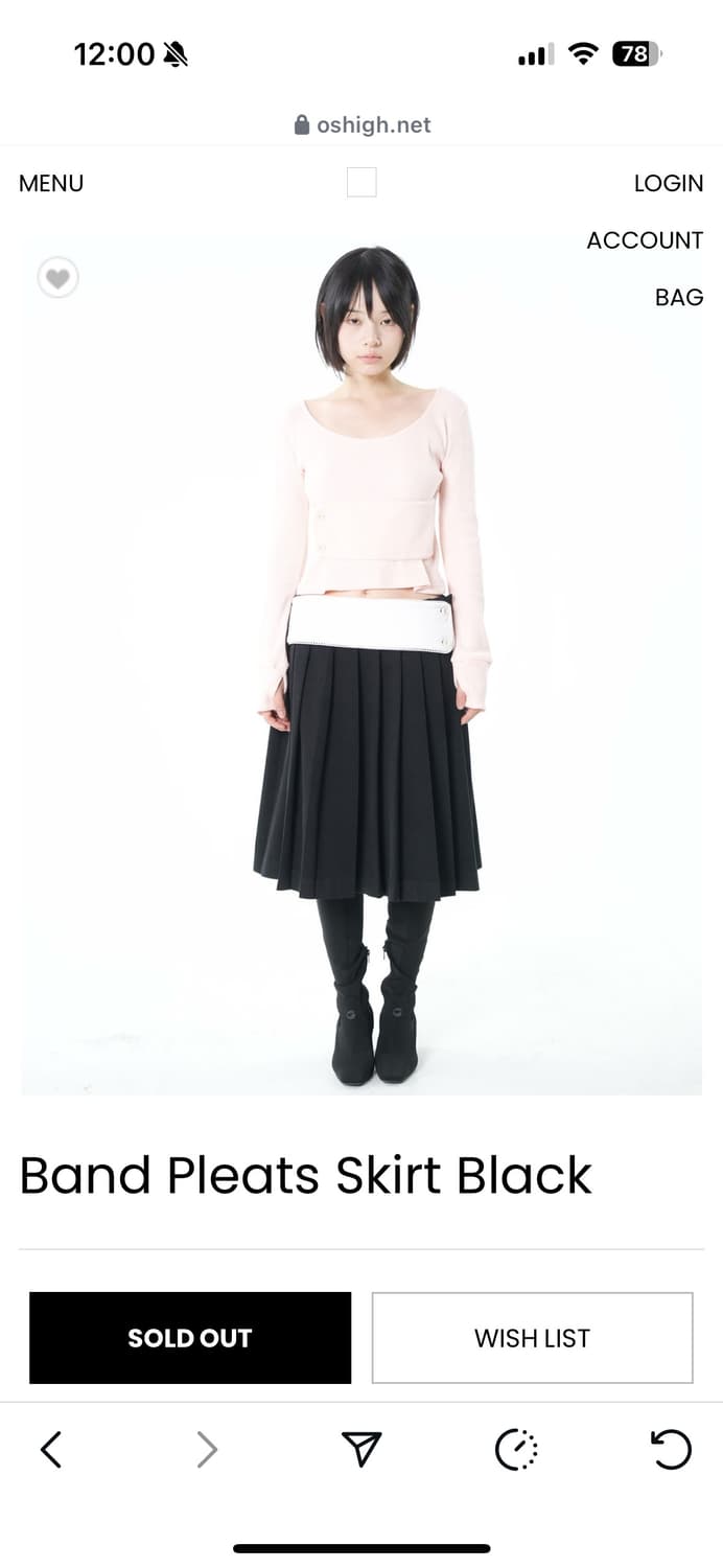 구해요 오스하이 oshigh 밴드 플리츠 스커트 블랙 상품이미지1