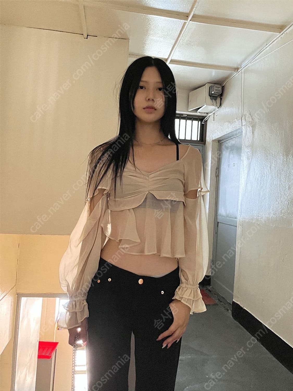 사토미라디오 언발 쉬폰 블라우스 상품이미지1