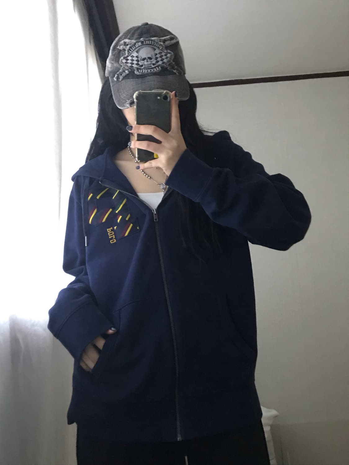 폴로 네이비 오버핏 후드집업 상품이미지3