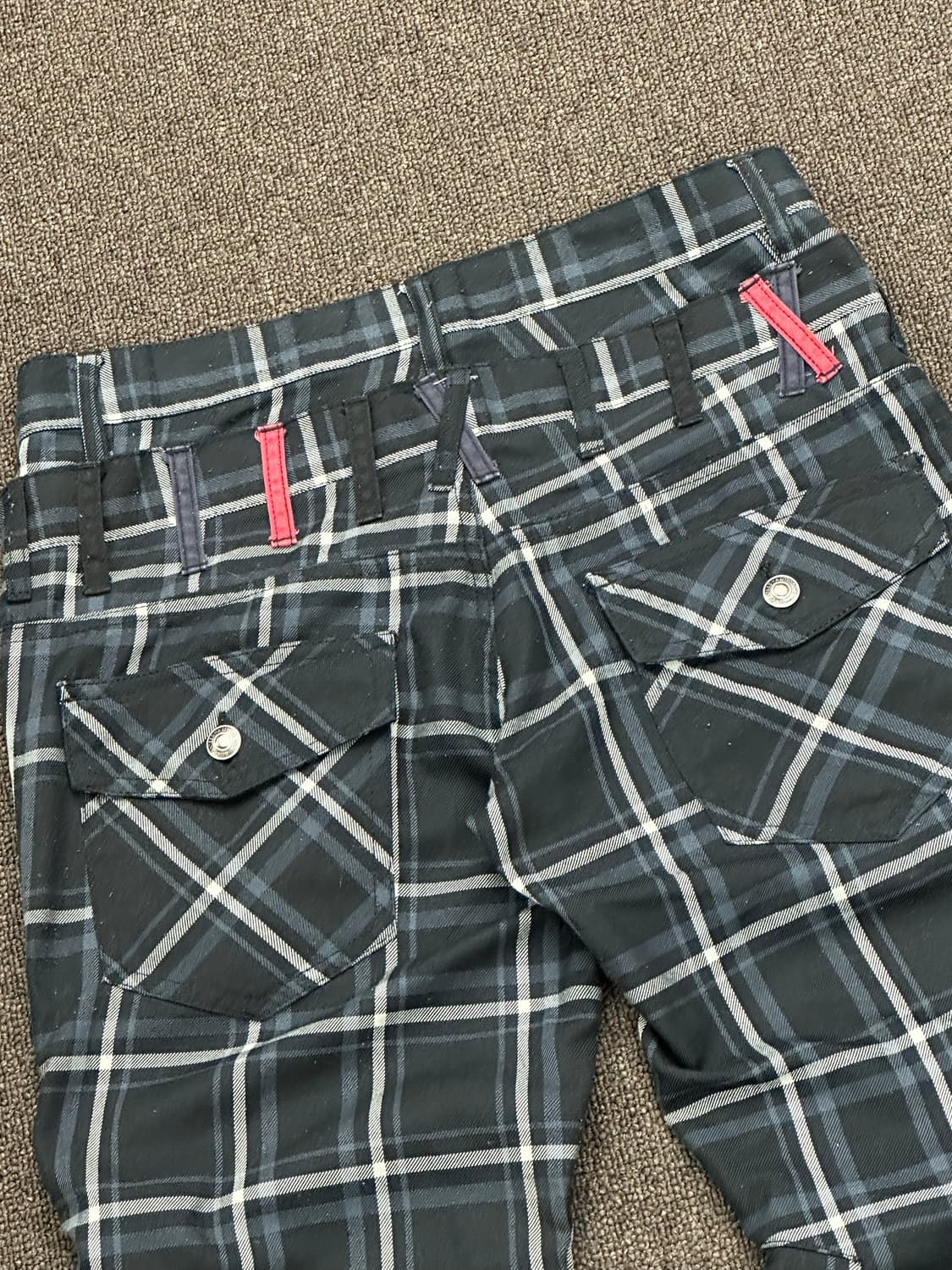 82)Nylaus vintage 레이어드 체크패턴 네이비 팬츠 상품이미지5