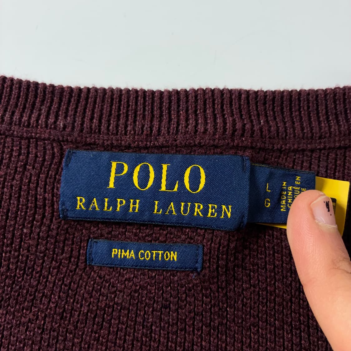 Polo  폴로 랄프로렌 신형 자수 피마코튼 버건디 라운드 니트 상품이미지4