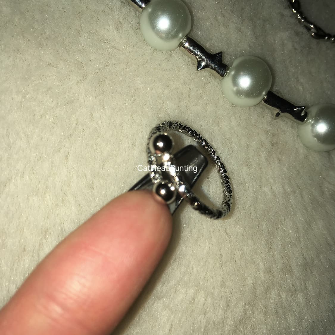 UNISEX 실버 투볼 글리터 °오픈 링° 반지 상품이미지7