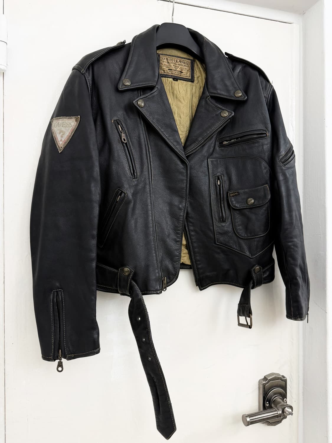 90s GUESS GENUINE LEATHER BIKER JACKET 상품이미지1