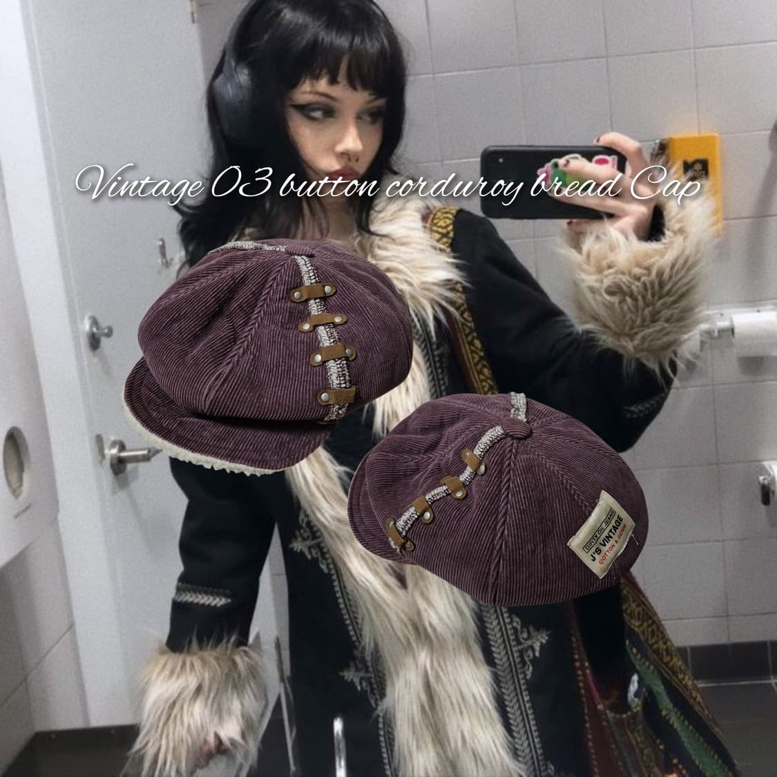 Vintage 03 button corduroy bread Cap 상품이미지1