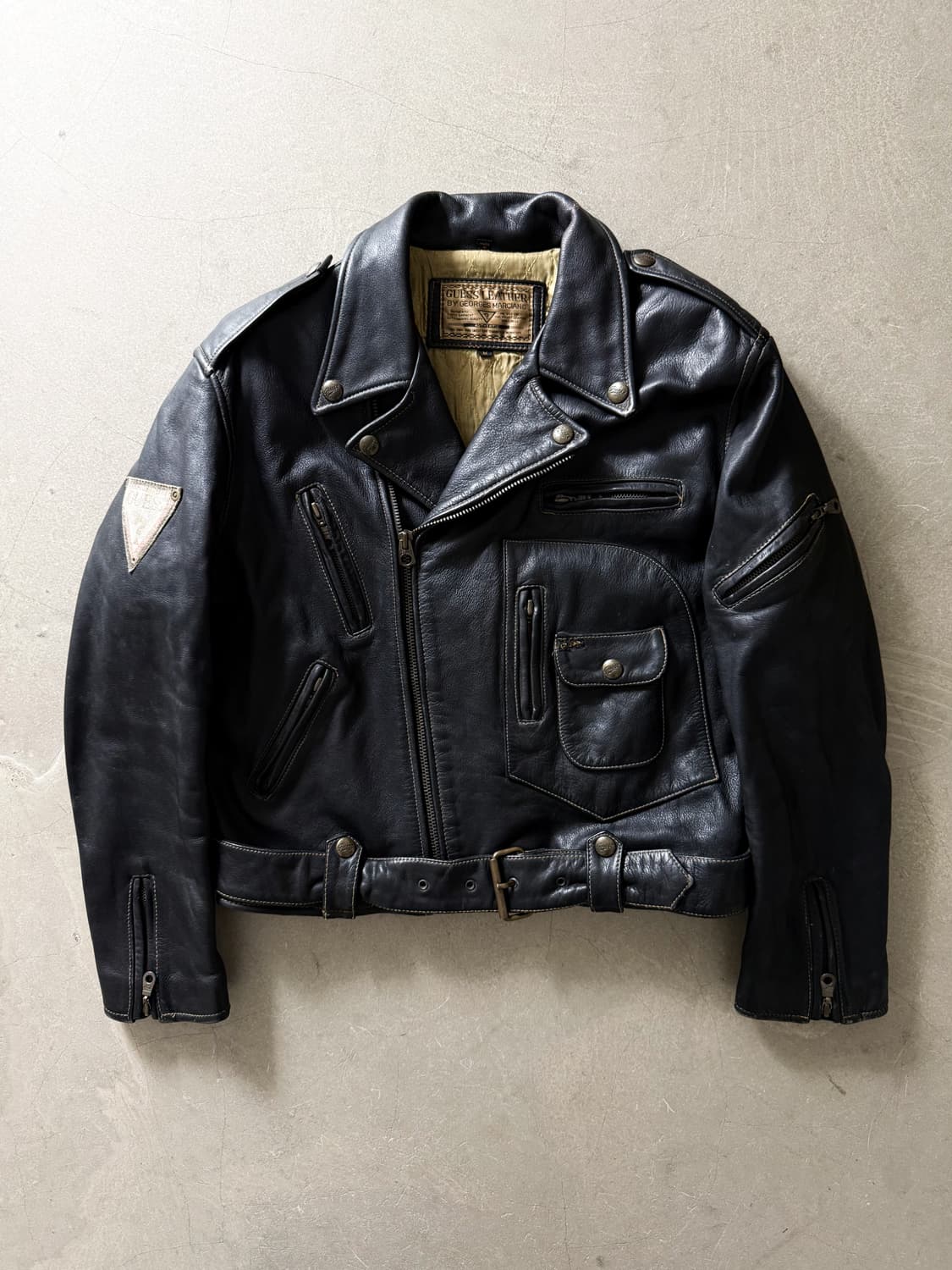 90s GUESS GENUINE LEATHER BIKER JACKET 상품이미지5