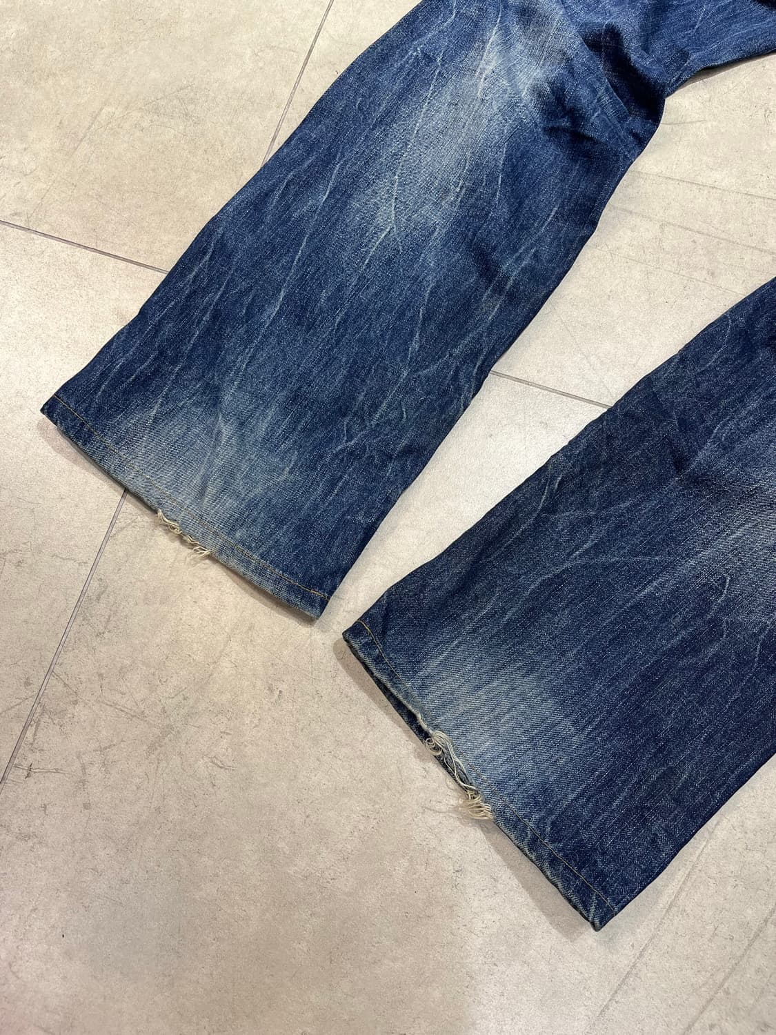 RED PEPPER 락펑크 그런지 워싱 날개 와이드 데님 팬츠 상품이미지4