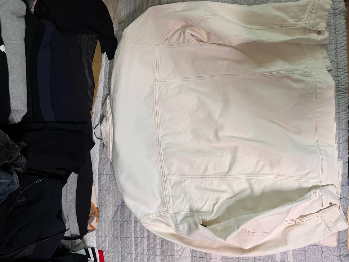 드로우핏 가먼트 워시드 히든 데님 자켓 cream색상 상품이미지2