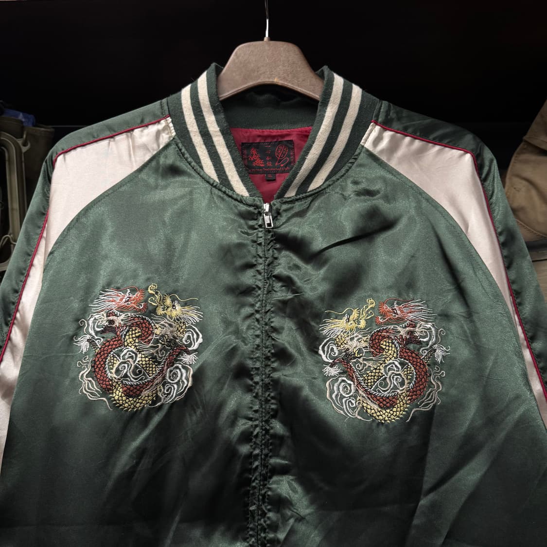 JPN 일본 빈티지 용 자수 사틴 스카잔 수베니어 자켓 N251 상품이미지3