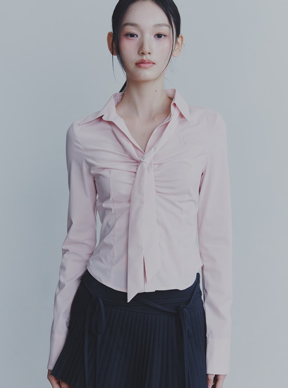 페인오어플레져 VIVIAN SCARF SHIRT pink (S) 상품이미지1