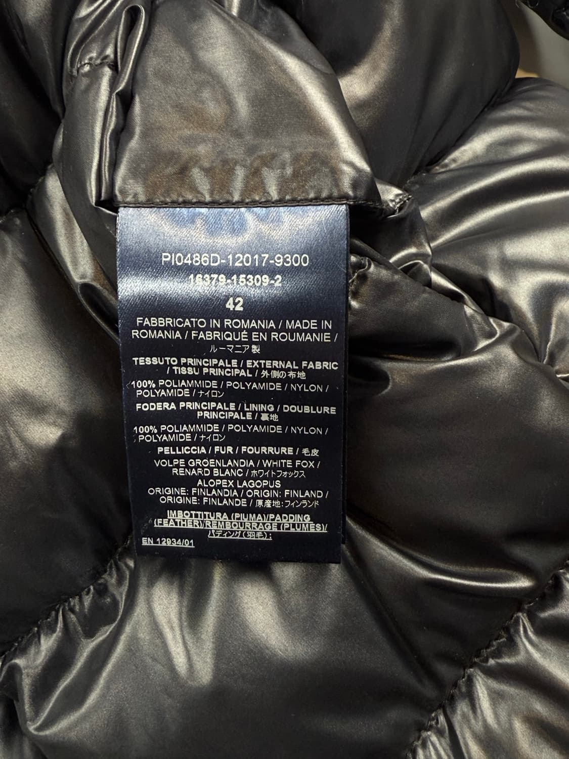 에르노 블랙유광 폭스퍼 패딩 42 상품이미지7