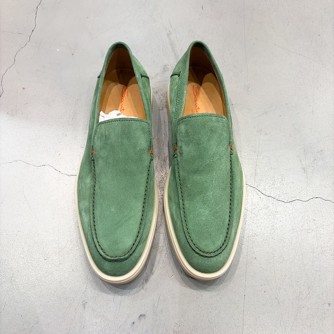 (정품/새상품) SANTONI 산토니 남성 그린 스웨이드 디트로이트 로퍼 상품이미지1