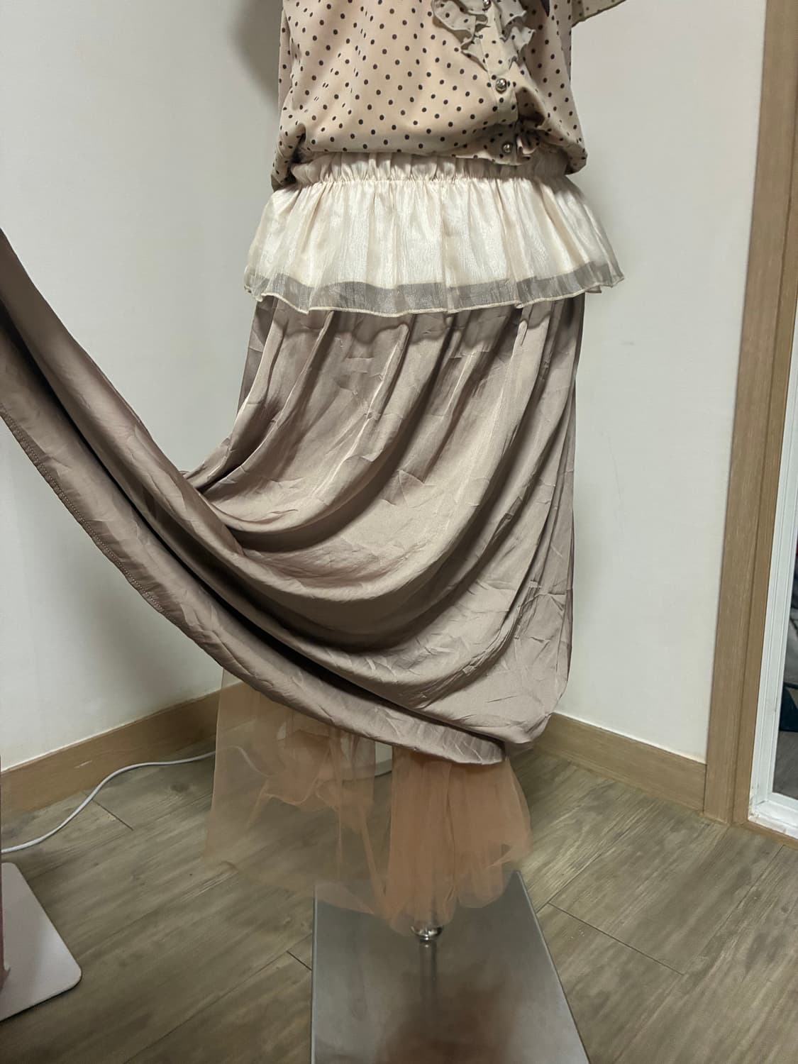 브라운 도트 블라우스 세트 상품이미지2