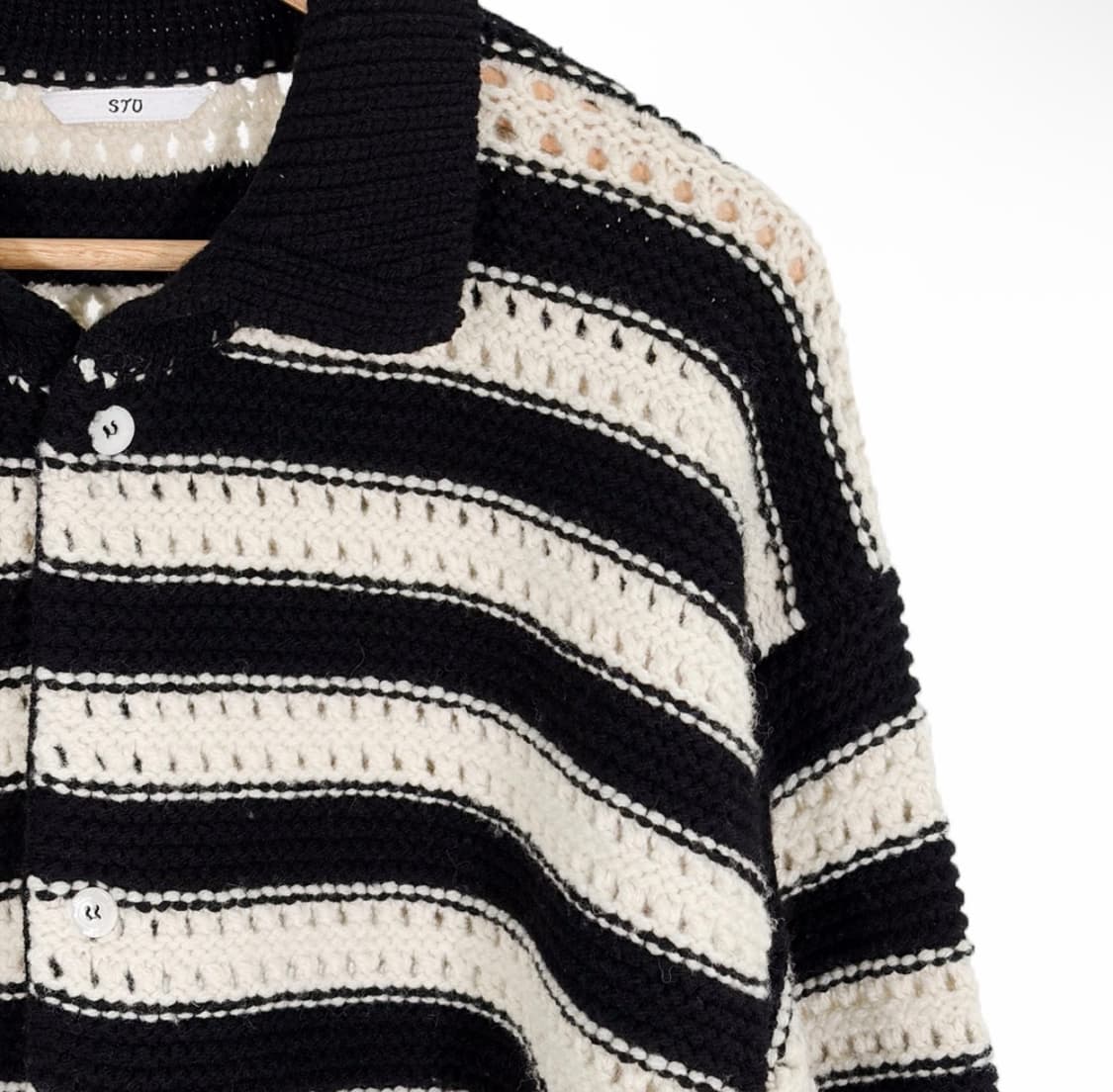 [L] STU 에스티유 남성 울 카라 스프라이트 가디건 블랙 상품이미지6