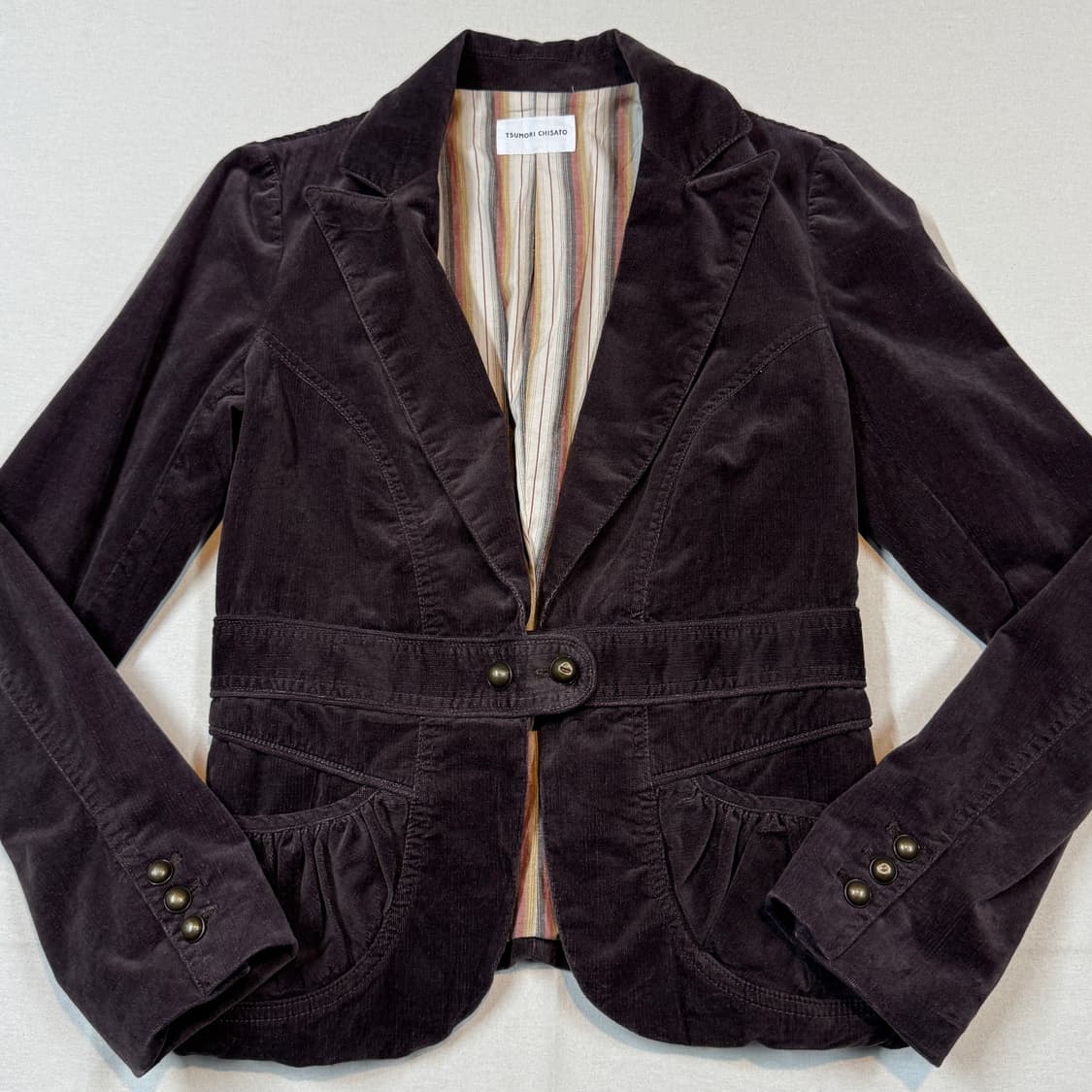 S) 츠모리 치사토 앤틱 코듀로이 테일러드 자켓 상품이미지2