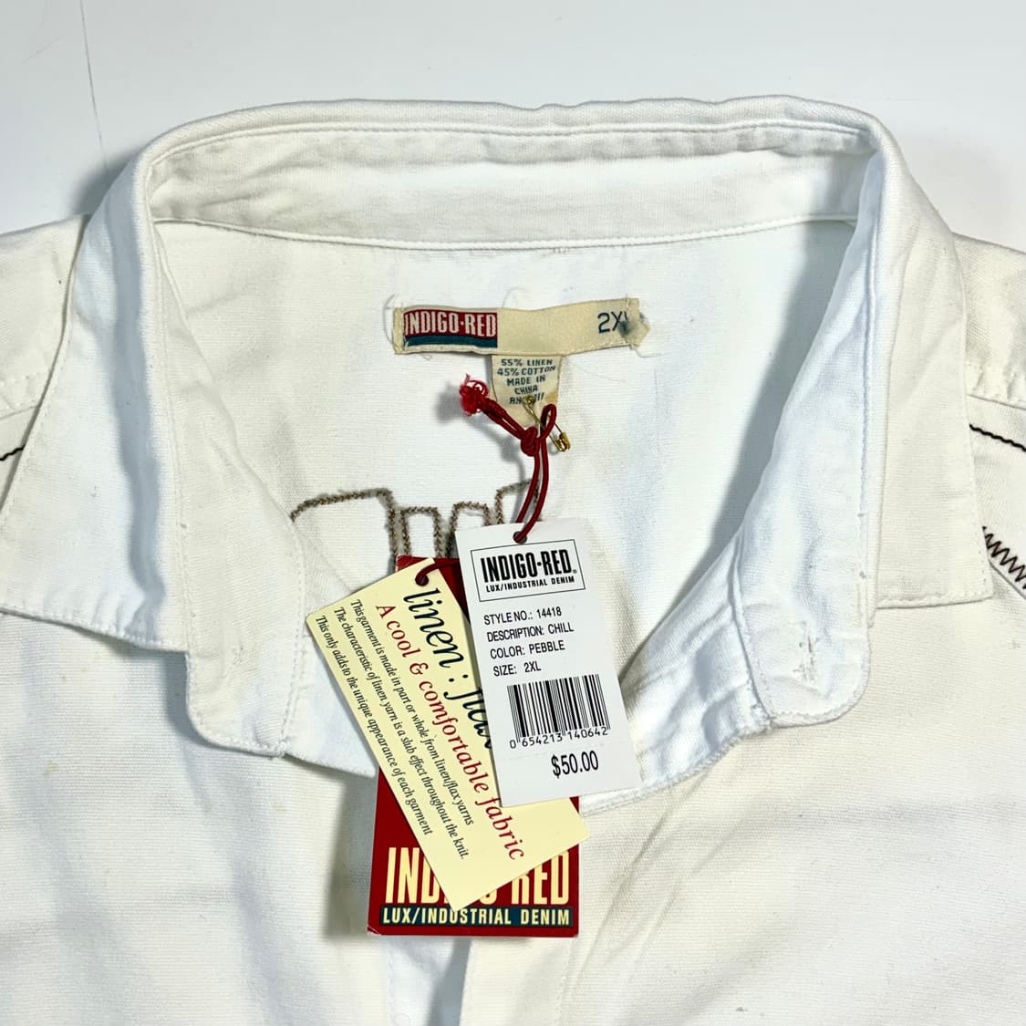 인디고 레드 오버핏 화이트 반팔셔츠 2XL 상품이미지6