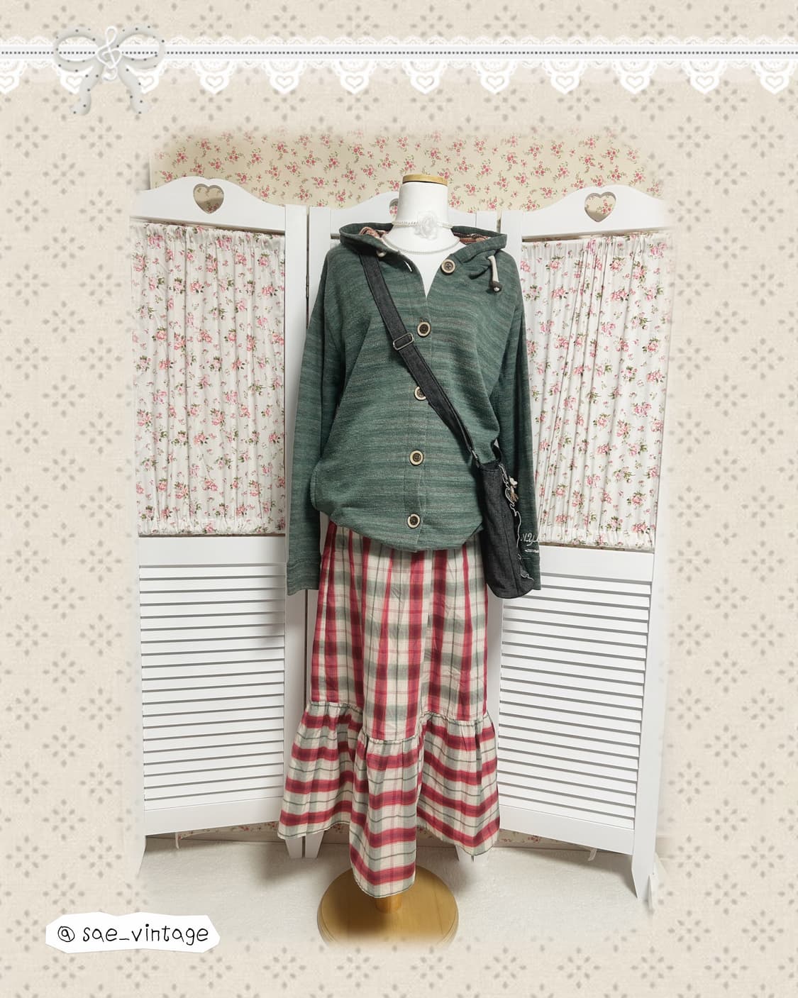 빈티지 히피모리걸 그린 후드집업 상품이미지1