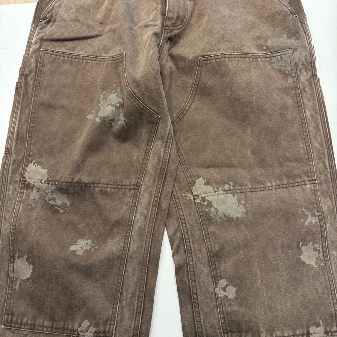 [2] 본로우 더티 페이드 더블니 빈티지 워크웨어 브라운 팬츠 C584 상품이미지6