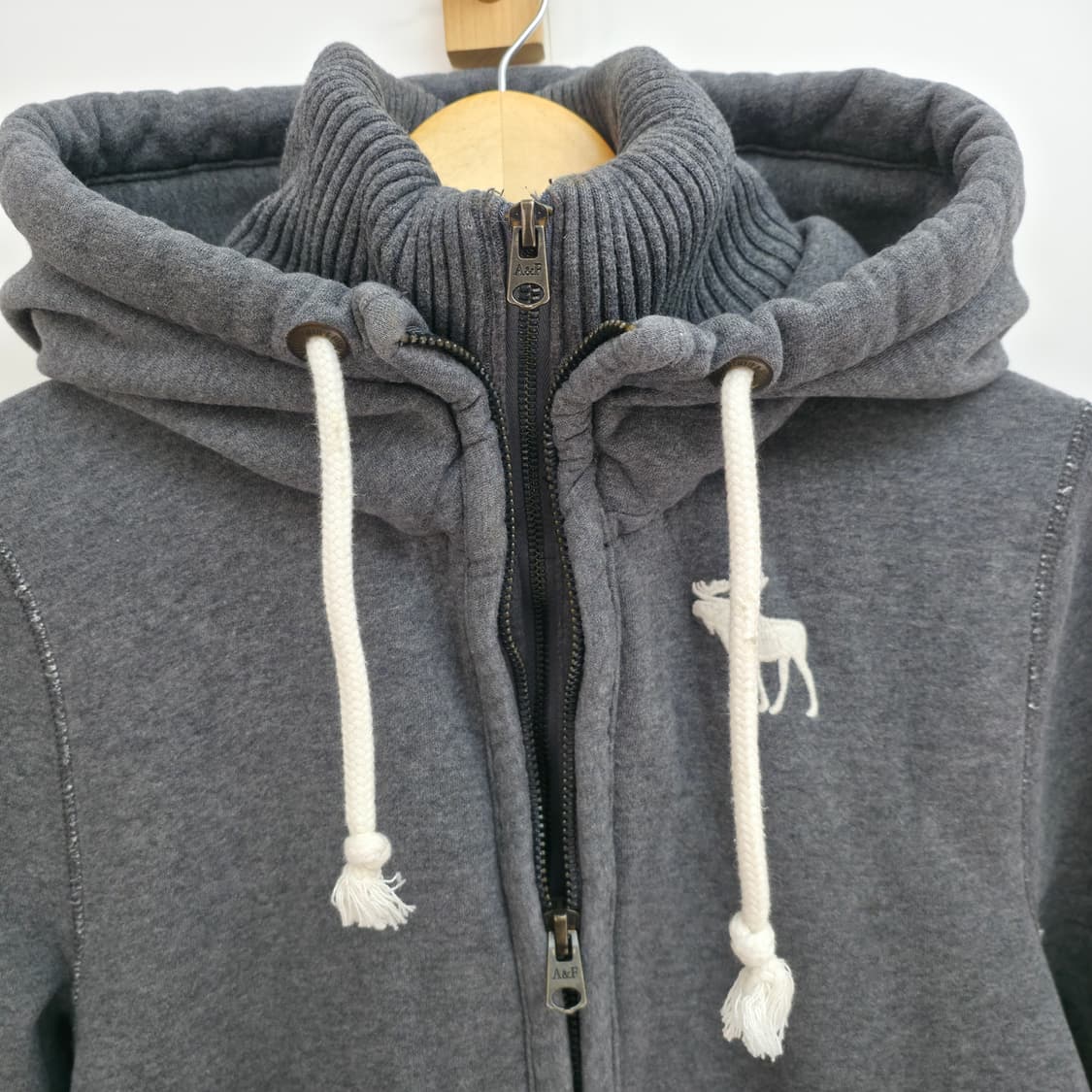 [M] 아베크롬비 그레이 더블 지퍼 후드집업 상품이미지5