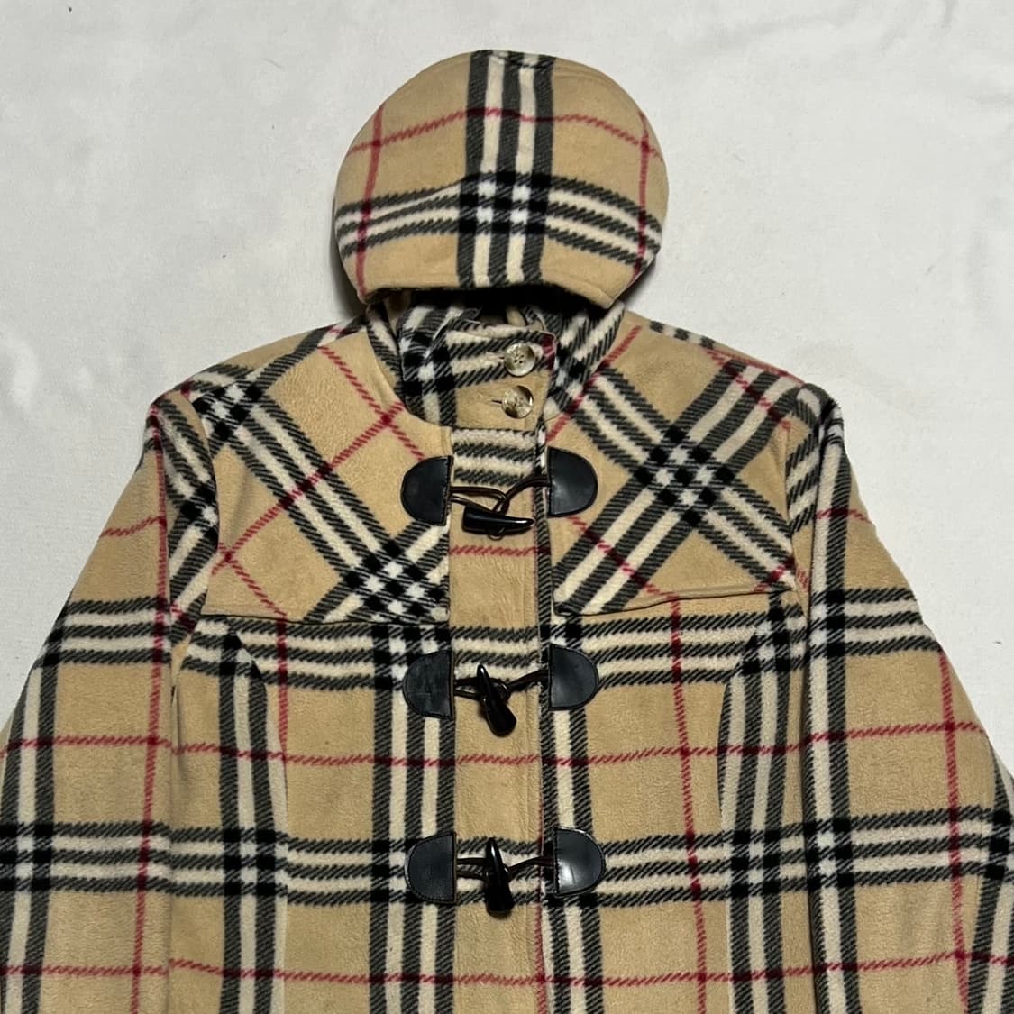 XL 버버리 노바체크 여성용 울 후드 떡볶이 코트 상품이미지1