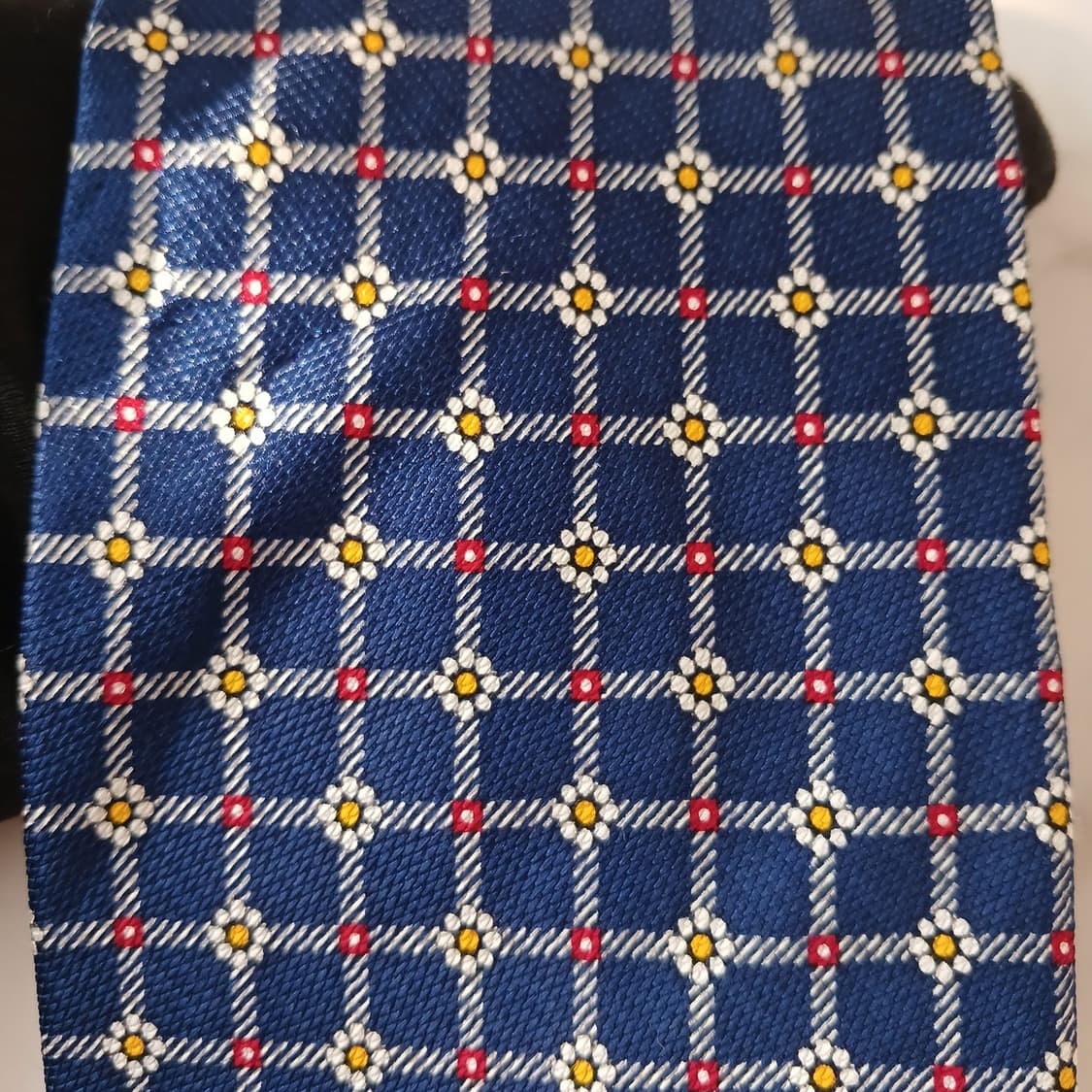 니나리치 실크 블루 체크 플라워 넥타이 9.6cm A+등급 A18875
 상품이미지6