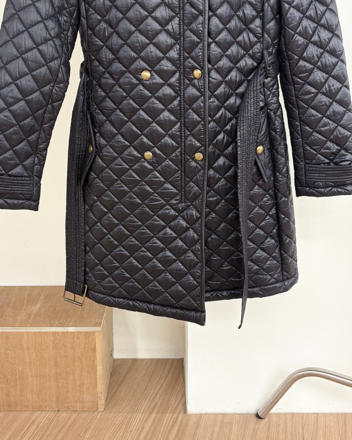 폴로 랄프로렌 블랙 퍼카라 벨티드 퀼팅 코트 상품이미지5