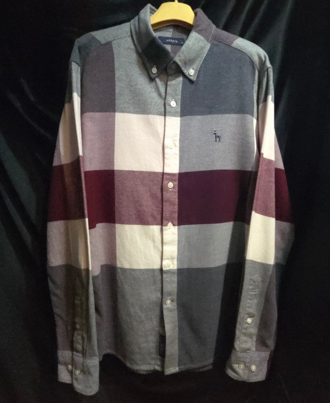 헤지스 와인 빅체크 패턴 약기모 셔츠 상품이미지1