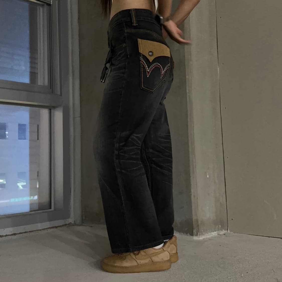 Edwin western black crack washing jeans 상품이미지2