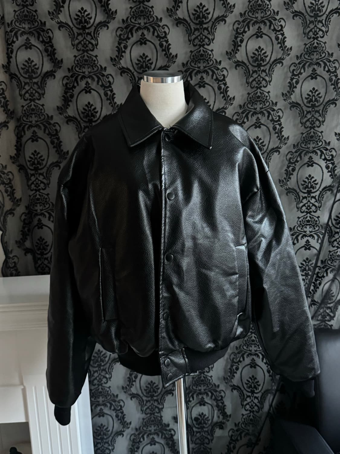 레터링 레더 블루종 항공점퍼 패딩  상품이미지3