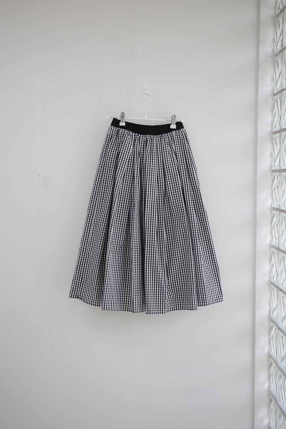 checked pattern banding long skirt 상품이미지3