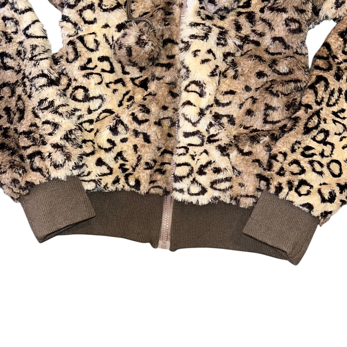 호피패턴 방울 후드후리스양털집업 y2k펑크갸루 상품이미지3