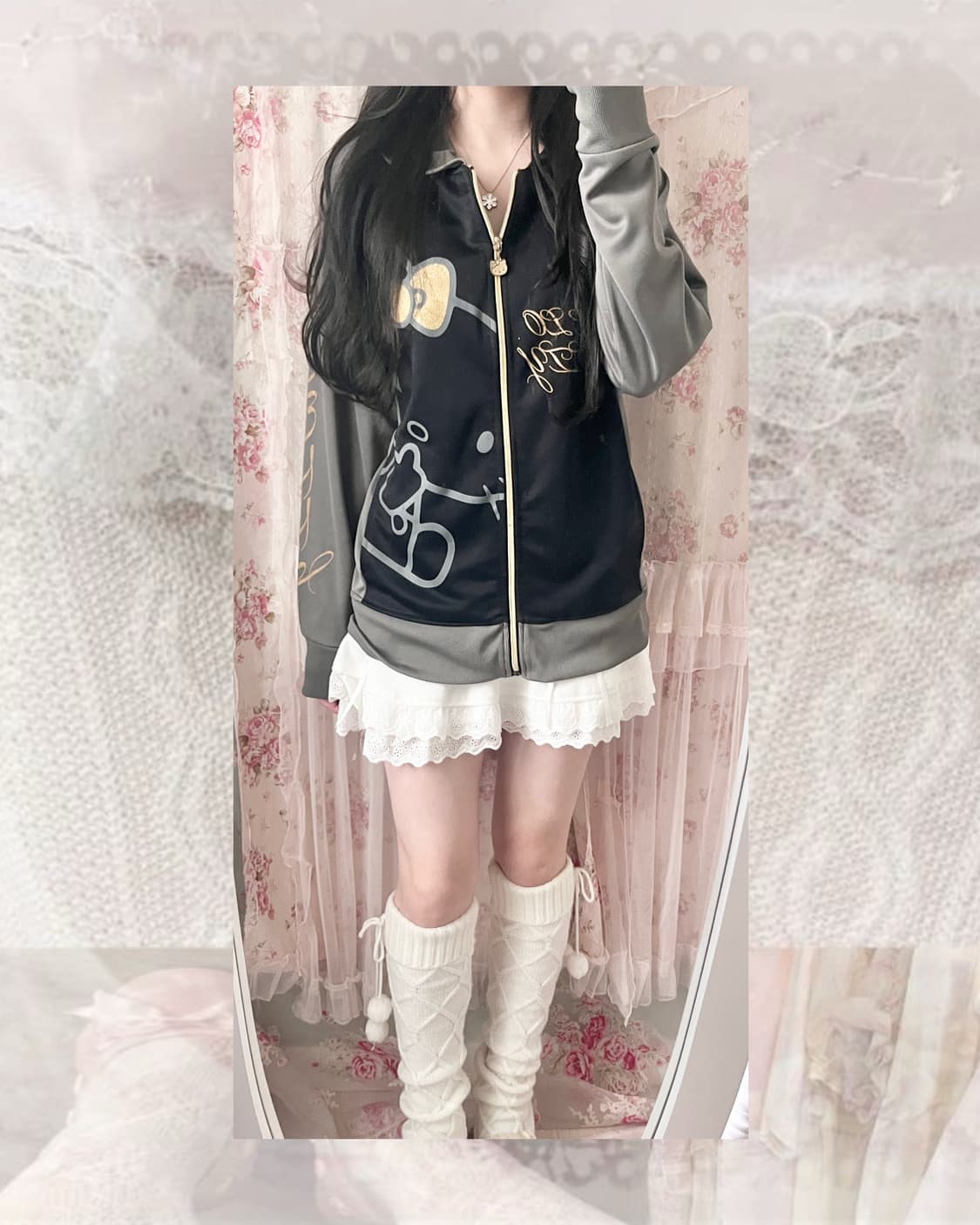 Hello kitty jersey hood zip up 상품이미지4