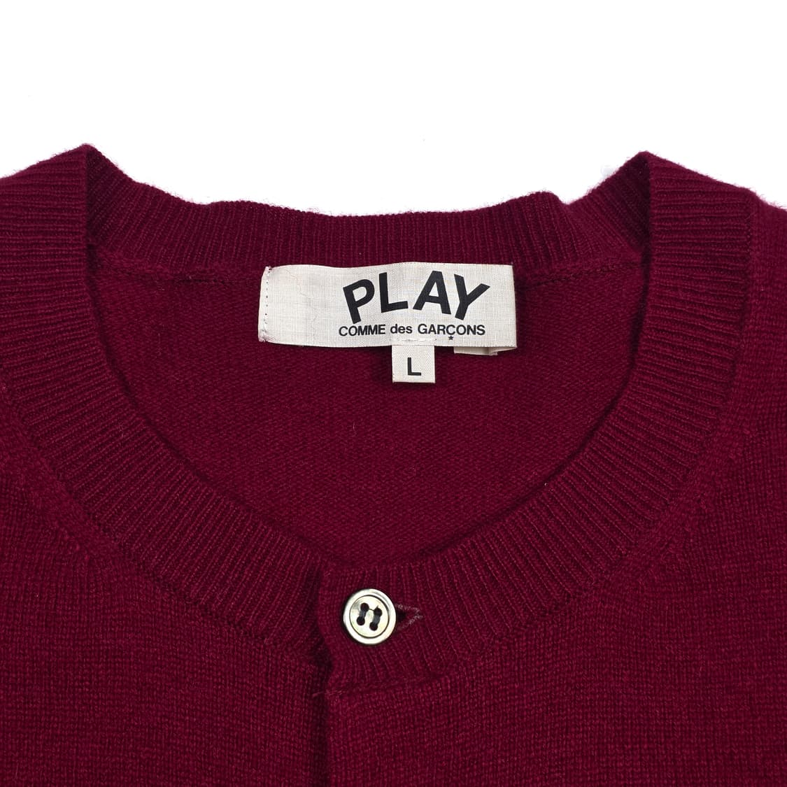 꼼데가르송 플레이 여성 라운드넥 가디건 버건디 상품이미지4