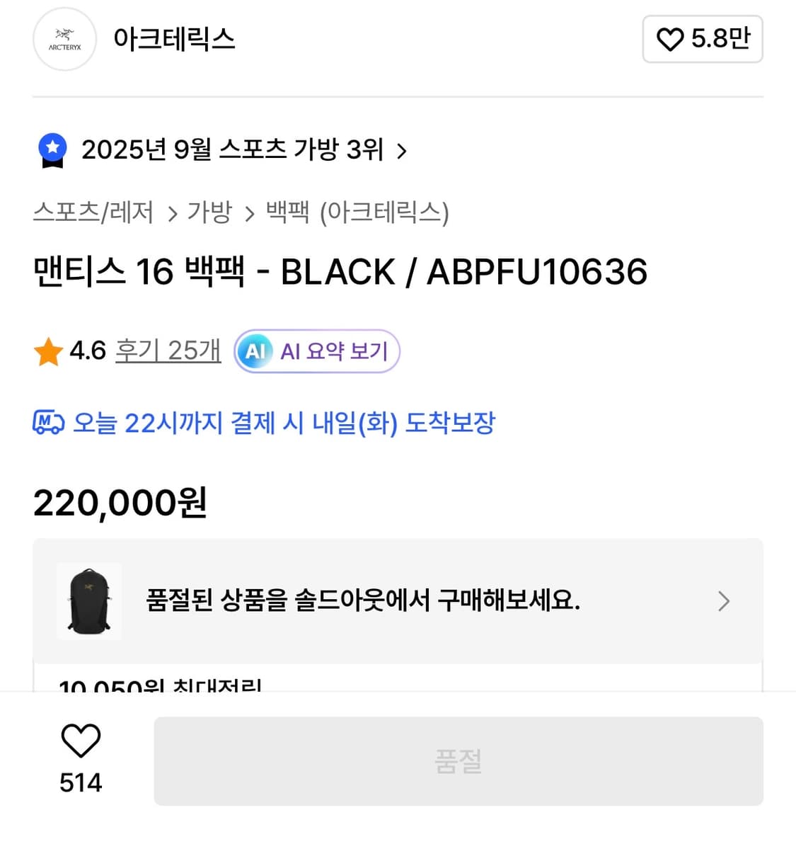 아크테릭스 맨티스 16 백팩  상품이미지3