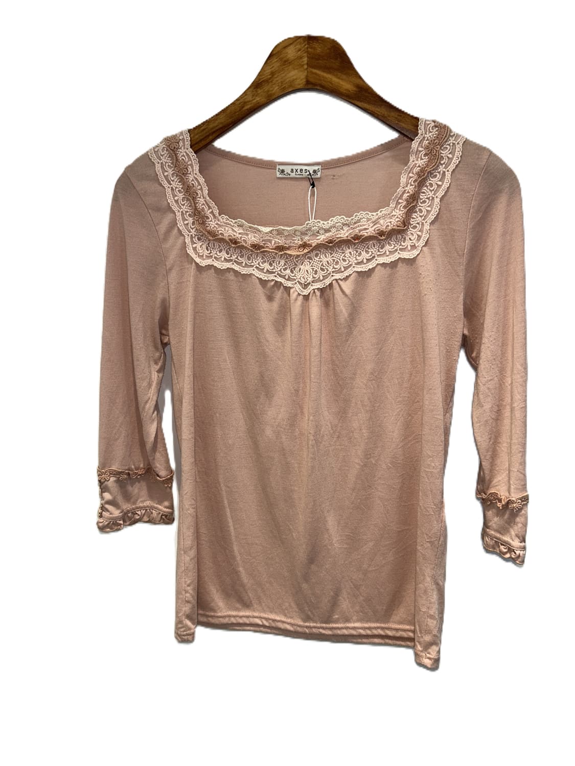 axes femme 레이스 스퀘어넥 7부 티셔츠 상품이미지1