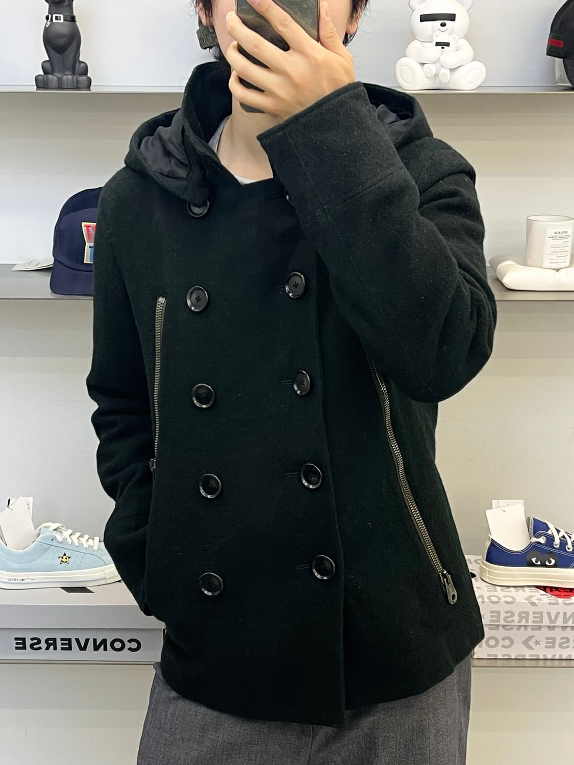 준 하시모토 더블 브레스티드 울 후드 자켓 상품이미지2