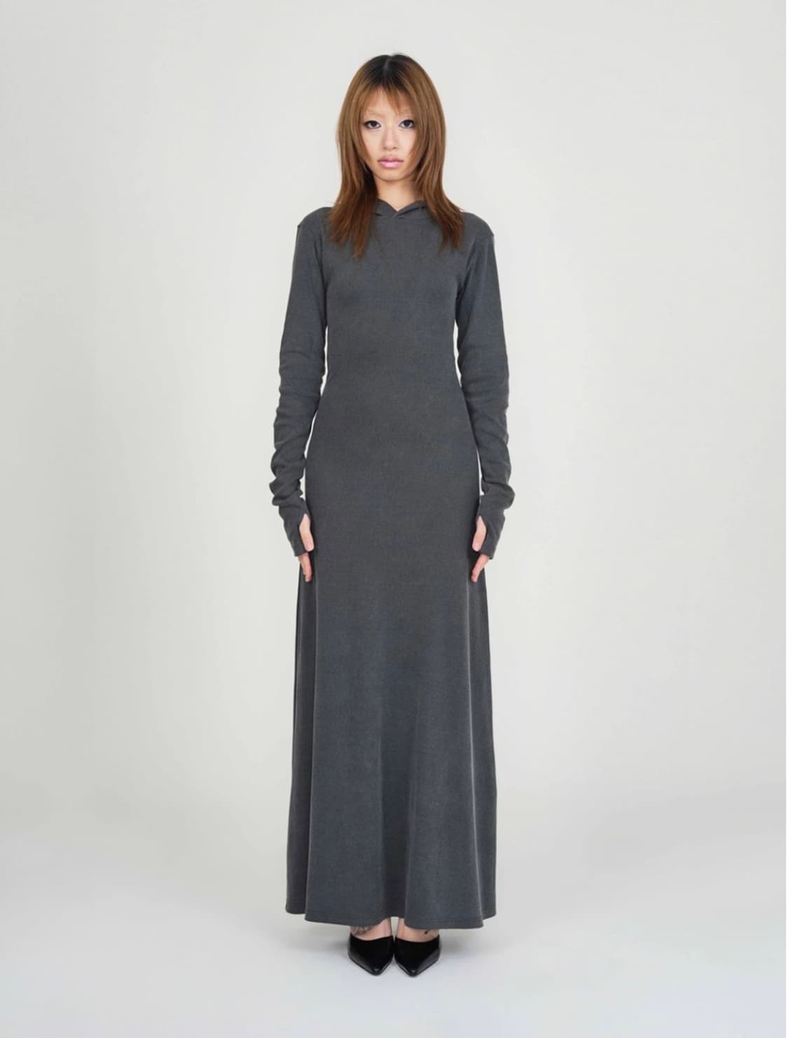 익스파이어드걸 맥시 후드 드레스 차콜  상품이미지6