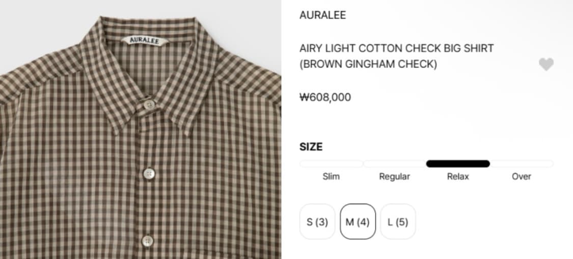 오라리 슈퍼 라이트 체크셔츠 3 브라운 상품이미지2