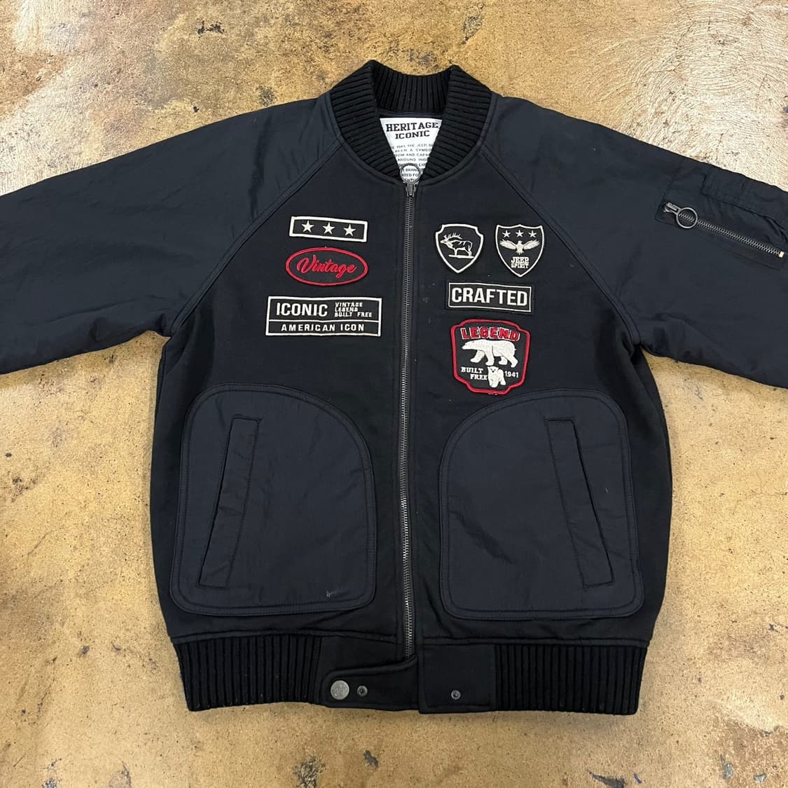 [정품/M] 지프 jeep 헤리티지 아이콘 블랙 봄버 자켓 패치 b8 상품이미지3