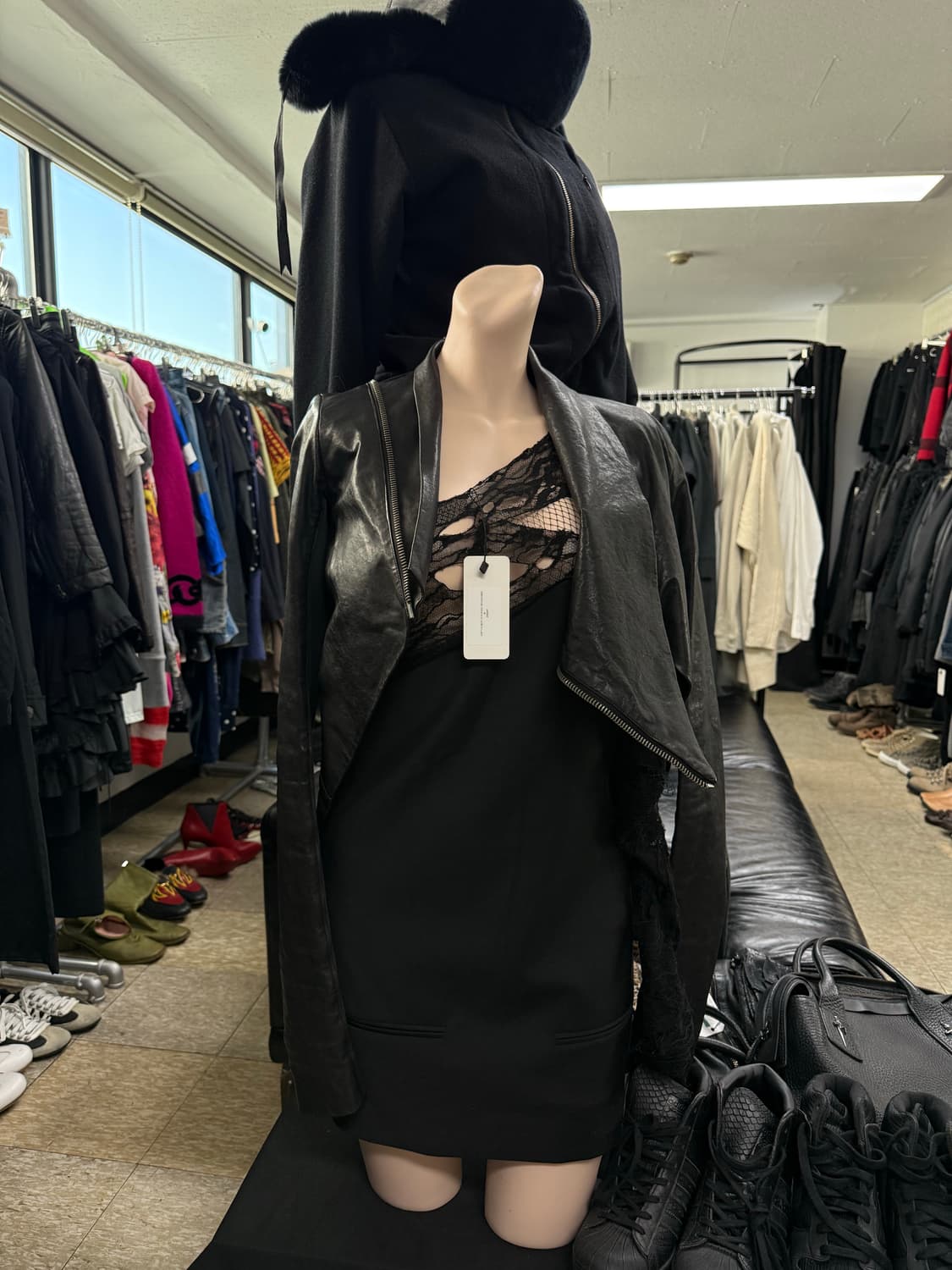 릭오웬스 11FW 드레이프 하이넥 사선 크롭 라이더자켓 상품이미지3