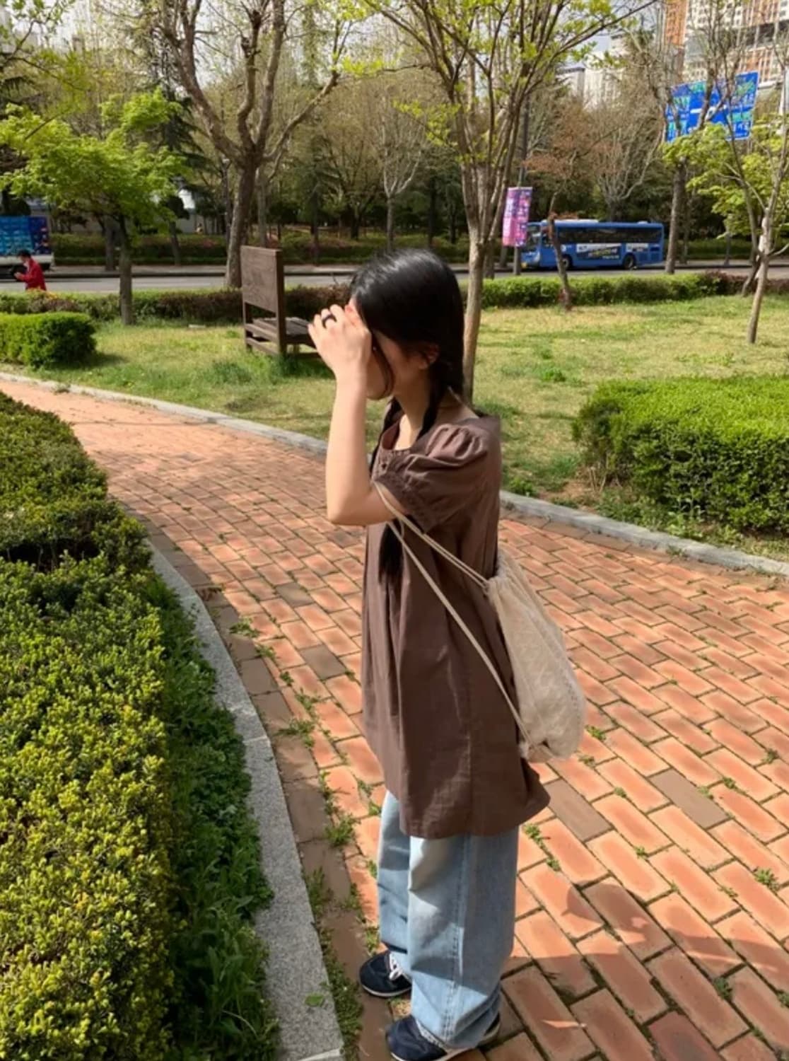 새상품) 로맨틱 핀턱 원피스 브라운 상품이미지4