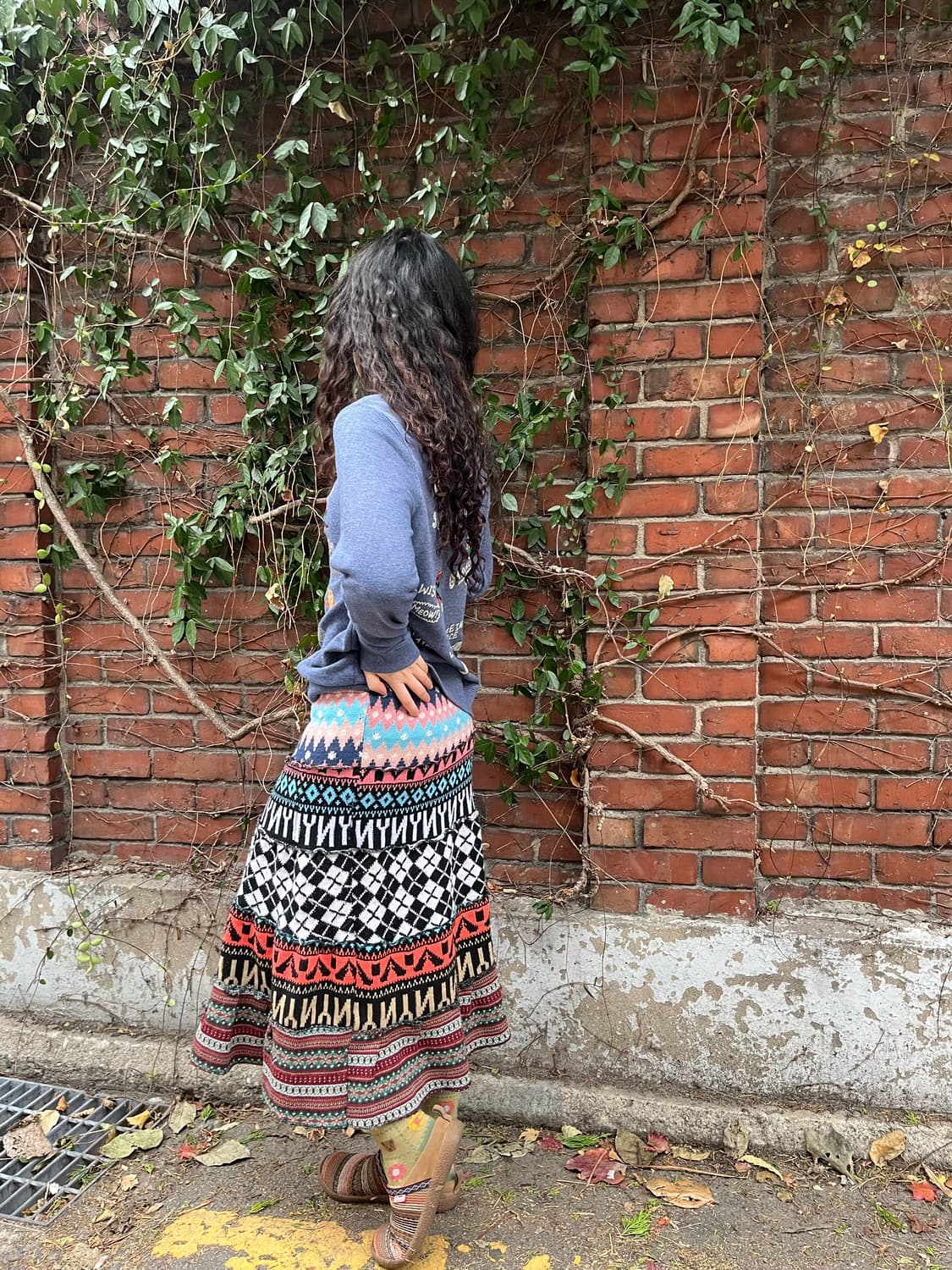 히피패턴 패치 니트 캉캉 스커트 상품이미지3