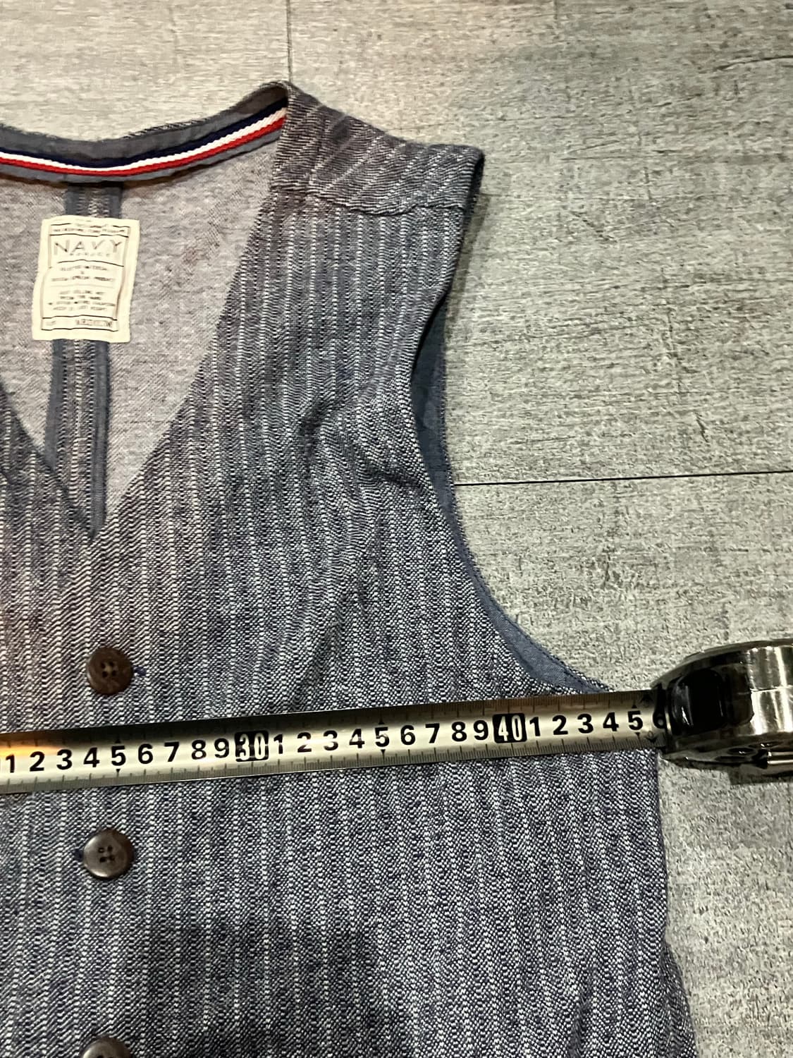 일본빈티지 Navy 핀터깔y2k 긱시크 아메카지 베스트조끼 상품이미지3