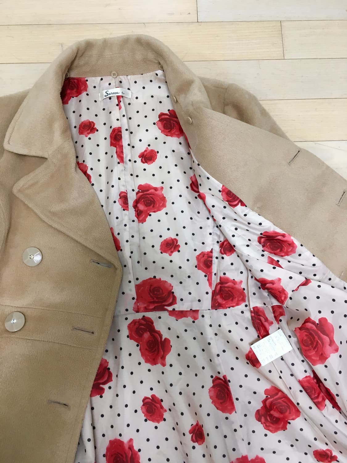 빈티지 갸루 플라워 레이스 포인트 코트 상품이미지4