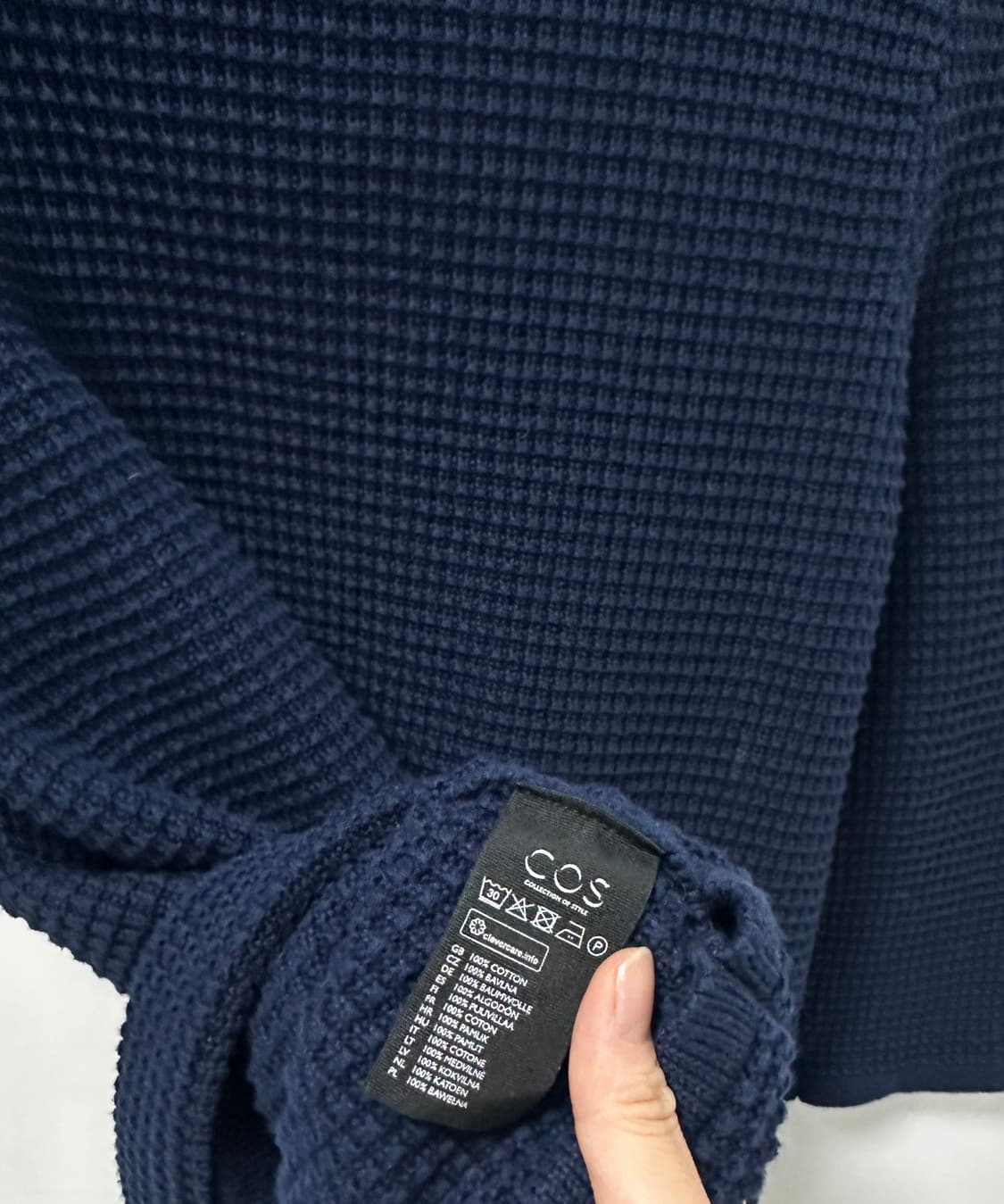 COS 코스 S사이즈 네이비 7부 와플 니트 상품이미지4