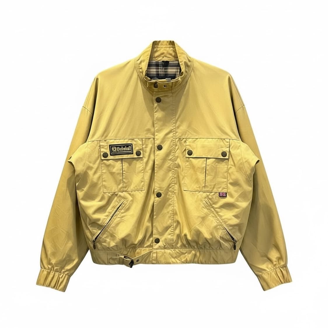벨스타프 모터사이클 필드 자켓 앞면 로고4포켓 벨티드 디테일 노랑 상품이미지1